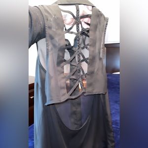 Black silk open back shirt very beautiful